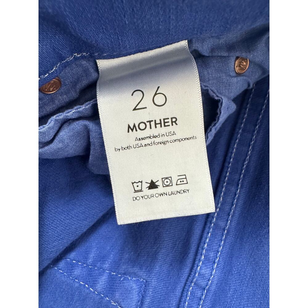 Mother The Stunner Ankle Fray Jeans Button Fly 26 Blue Raw Hem High Rise USA - Picture 5 of 9